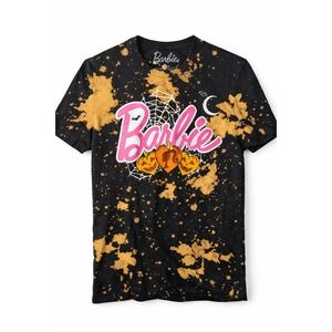 Barbie Halloween Graphic Tee Black Bleach Tie Dye Pumpkins Kids Small S
